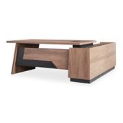 SUTTON Executive Desk with Left Return 180-200cm - Warm Oak & Black gallery detail image
