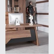 SUTTON Executive Desk with Left Return 180-200cm - Warm Oak & Black gallery detail image