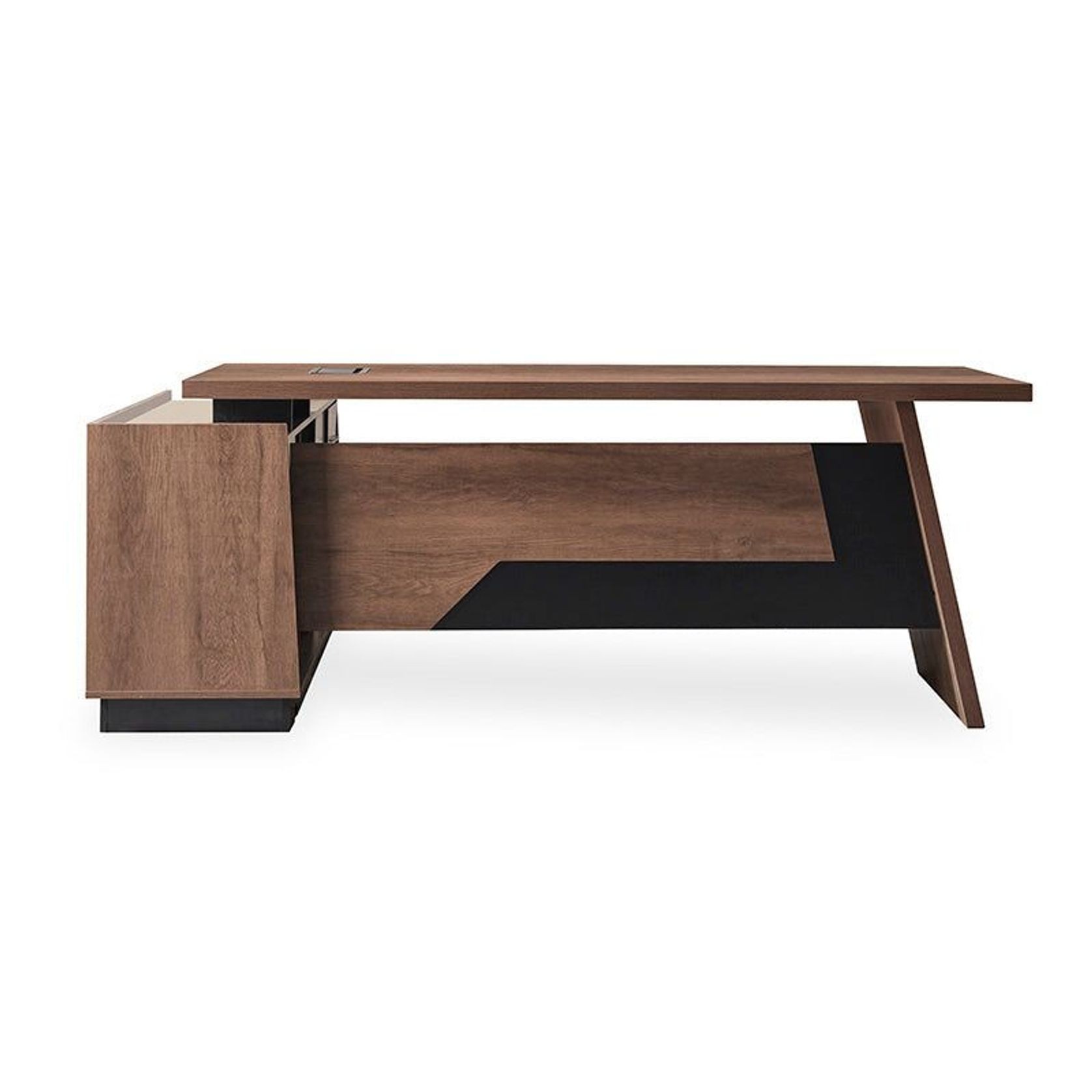 SUTTON Executive Desk with Right Return 1.8M - 2.0M - Warm Oak & Black gallery detail image