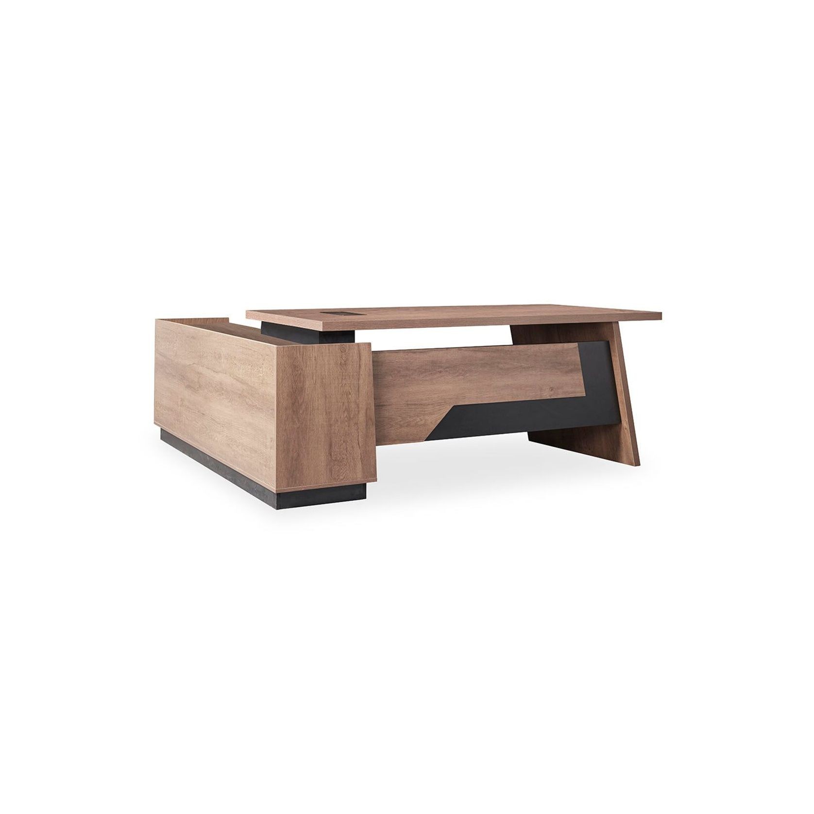 SUTTON Executive Desk with Right Return 1.8M - 2.0M - Warm Oak & Black gallery detail image