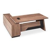 SUTTON Executive Desk with Right Return 1.8M - 2.0M - Warm Oak & Black gallery detail image