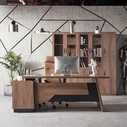 SUTTON Executive Desk with Right Return 1.8M - 2.0M - Warm Oak & Black gallery detail image