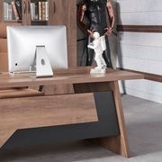 SUTTON Executive Desk with Right Return 1.8M - 2.0M - Warm Oak & Black gallery detail image