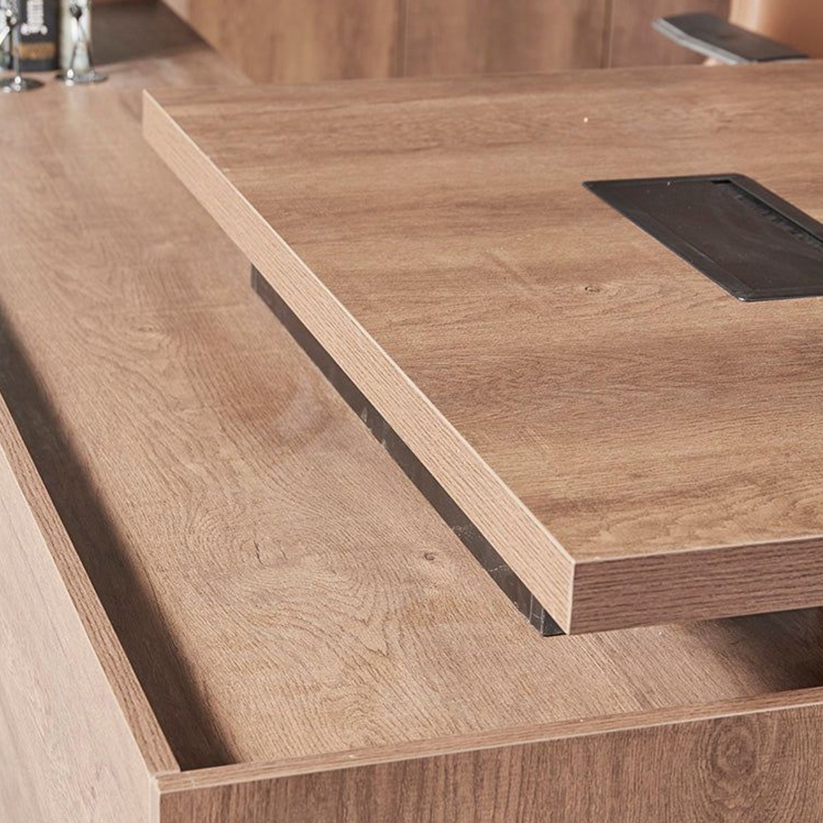 SUTTON Executive Desk with Right Return 1.8M - 2.0M - Warm Oak & Black gallery detail image