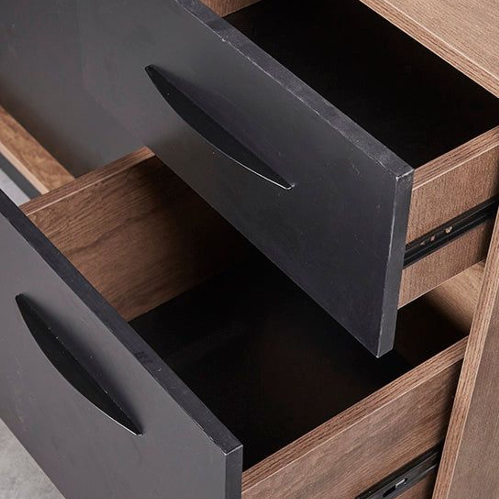 SUTTON Executive Desk with Right Return 1.8M - 2.0M - Warm Oak & Black gallery detail image