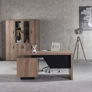 KELLEN Executive Desk with Right Return 1.6-1.8M - Warm Oak & Black gallery detail image