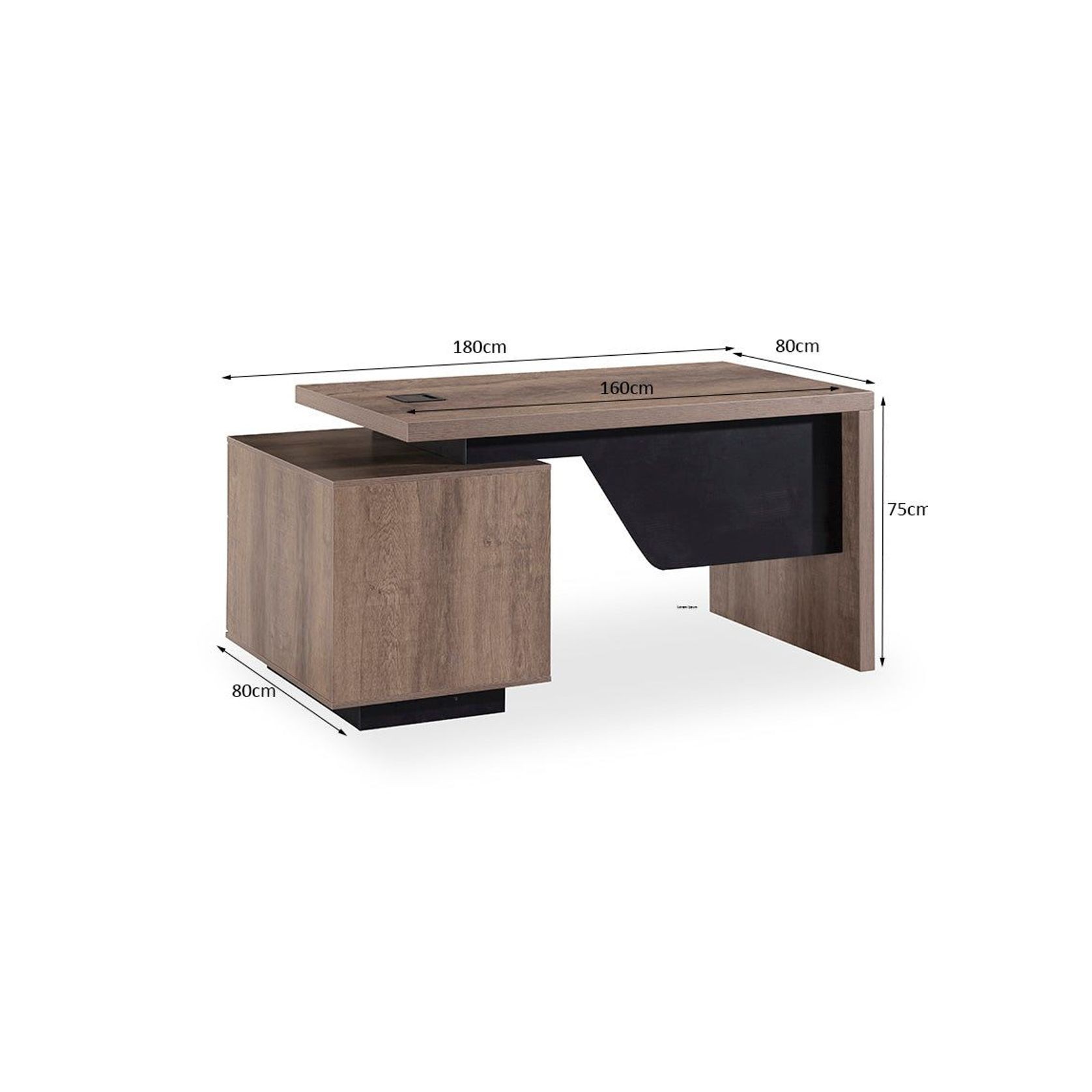 KELLEN Executive Desk with Right Return 1.6-1.8M - Warm Oak & Black gallery detail image