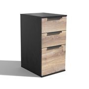 TRIBECA 3 Drawer Filing Cabinet - Warm Oak & Black gallery detail image