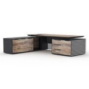PHOENIX 2.0 - Sit Stand Electric Lift Executive Desk with Right Return 2.8m - Warm Oak & Black gallery detail image