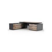 PHOENIX 2.0 - Sit Stand Electric Lift Executive Desk with Right Return 2.8m - Warm Oak & Black gallery detail image