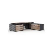 PHOENIX Executive Desk with Right Return 2.8M - Warm Oak & Black gallery detail image