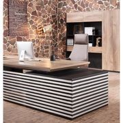 PHOENIX 2.0 - Sit Stand Electric Lift Executive Desk with Right Return 2.8m - Warm Oak & Black gallery detail image