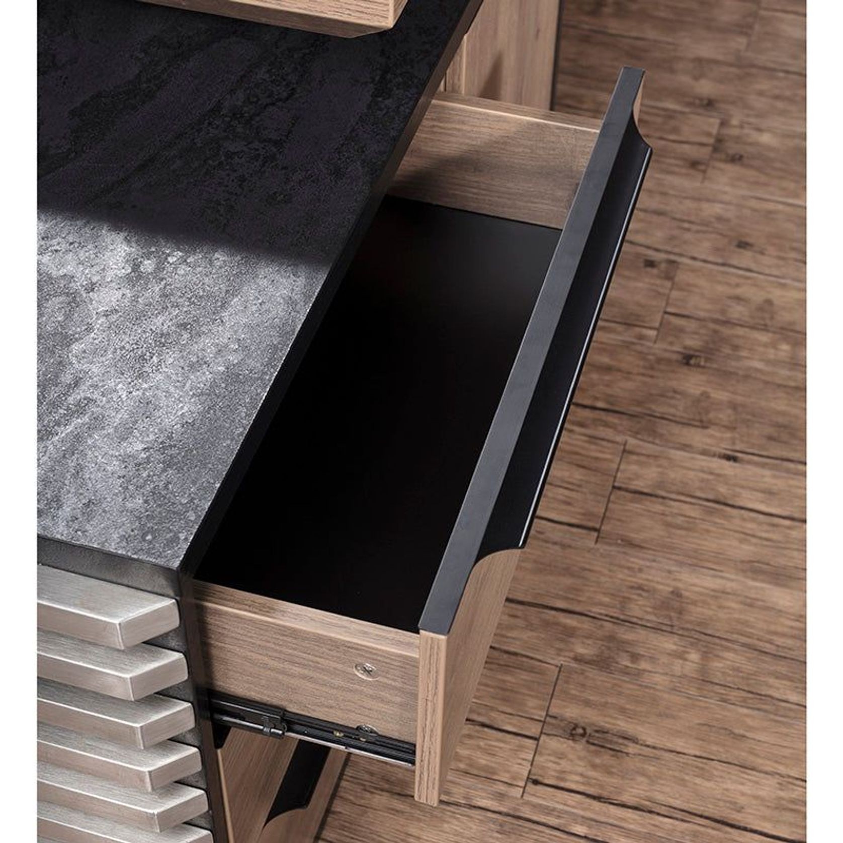 PHOENIX Executive Desk with Right Return 2.8M - Warm Oak & Black gallery detail image