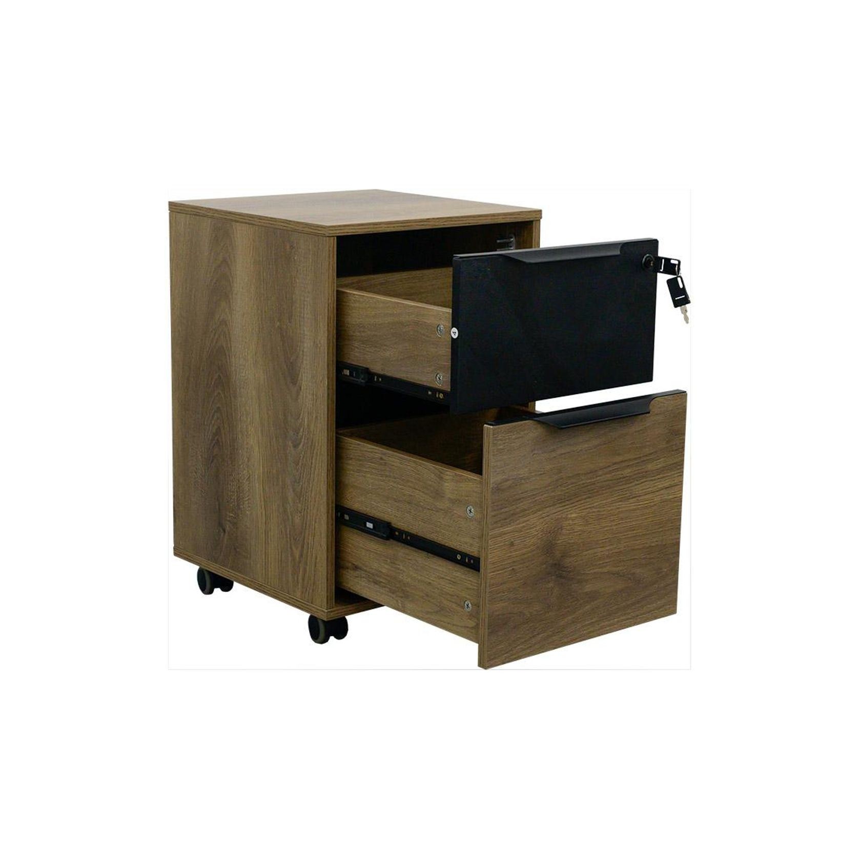 Daxton Mobile Cabinet 41cm - Warm Oak & Black gallery detail image