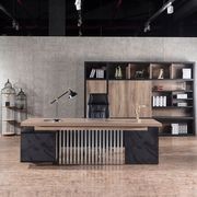 DAXTON Executive Desk with Right Return 2.4M - Warm Oak & Black gallery detail image