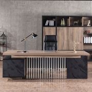 DAXTON Executive Desk with Right Return 2.4M - Warm Oak & Black gallery detail image