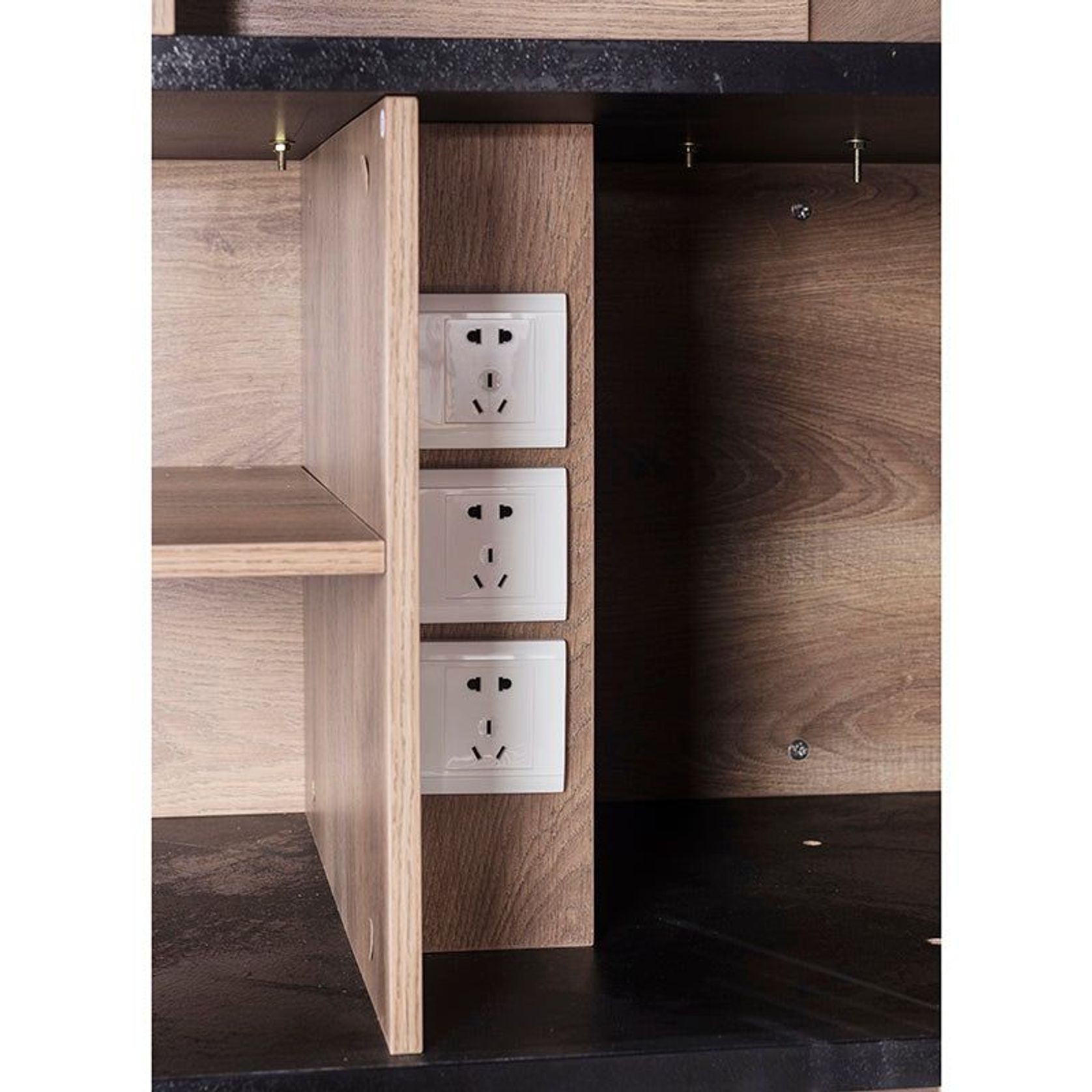EASTON Executive Desk with Left Return 2.2-2.4m - Warm Oak & Black gallery detail image