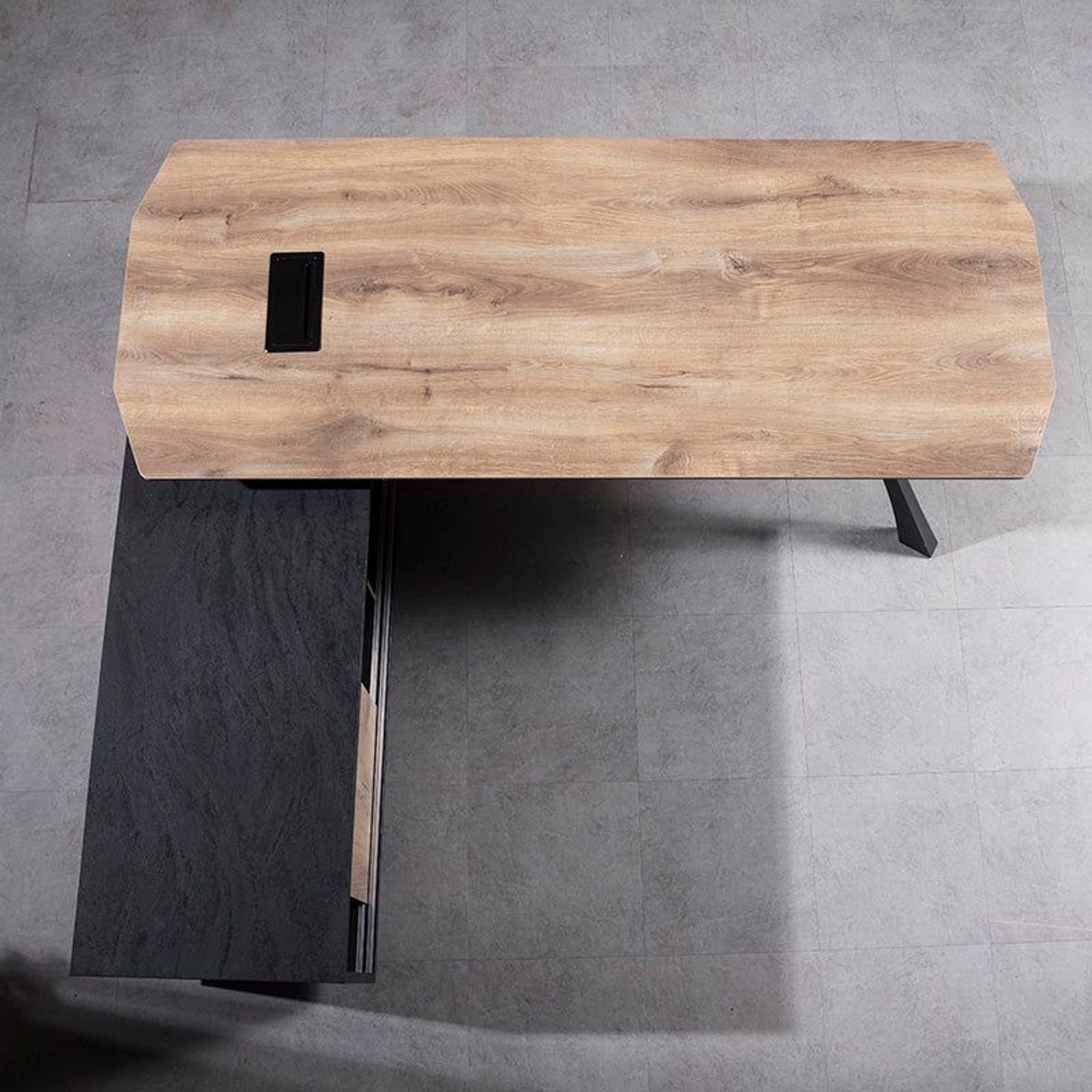 EASTON Sit Stand Electric Lift Executive Desk with Left Return 2.2m - Warm Oak & Black gallery detail image