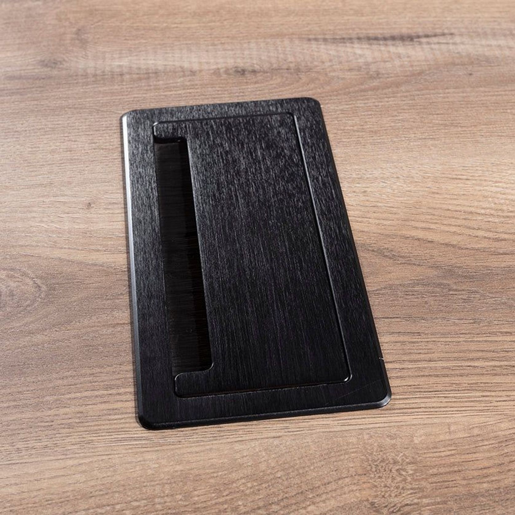 EASTON Executive Desk with Left Return 2.2-2.4m - Warm Oak & Black gallery detail image
