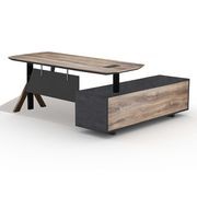 EASTON Sit Stand Electric Lift Executive Desk with Left Return 2.2m - Warm Oak & Black gallery detail image
