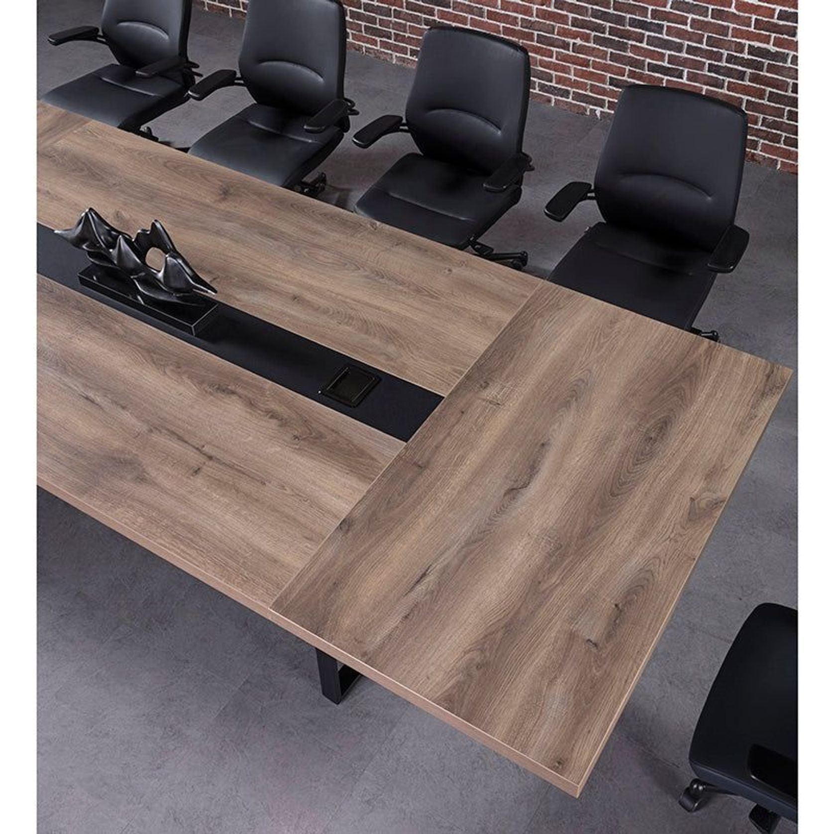 VIDAL Boardroom Table 3.6cm x 1.2m - Warm Oak & Black gallery detail image