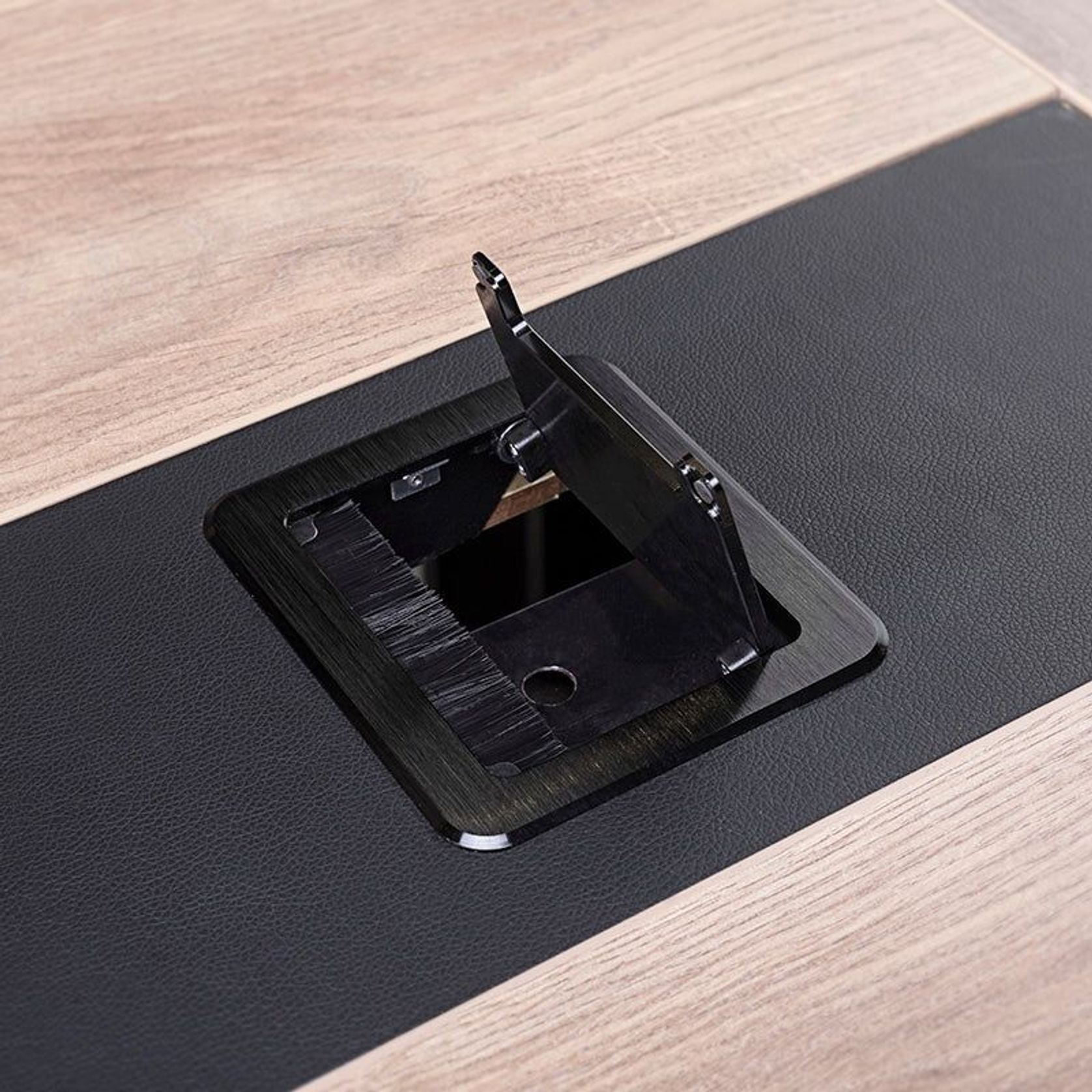 VIDAL Boardroom Table 3.6cm x 1.2m - Warm Oak & Black gallery detail image