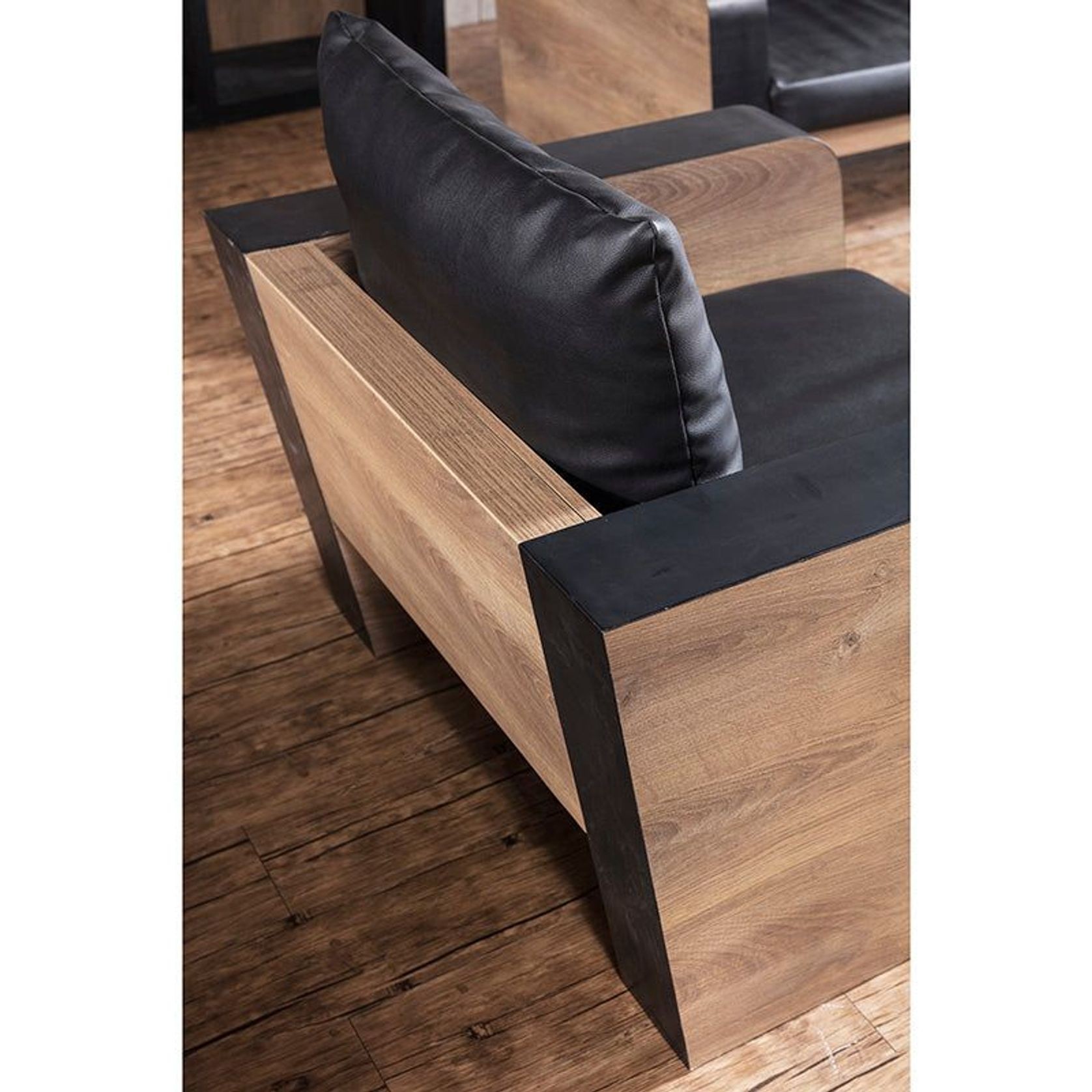 FRANCO Single Seater Sofa - Warm Oak & Black gallery detail image