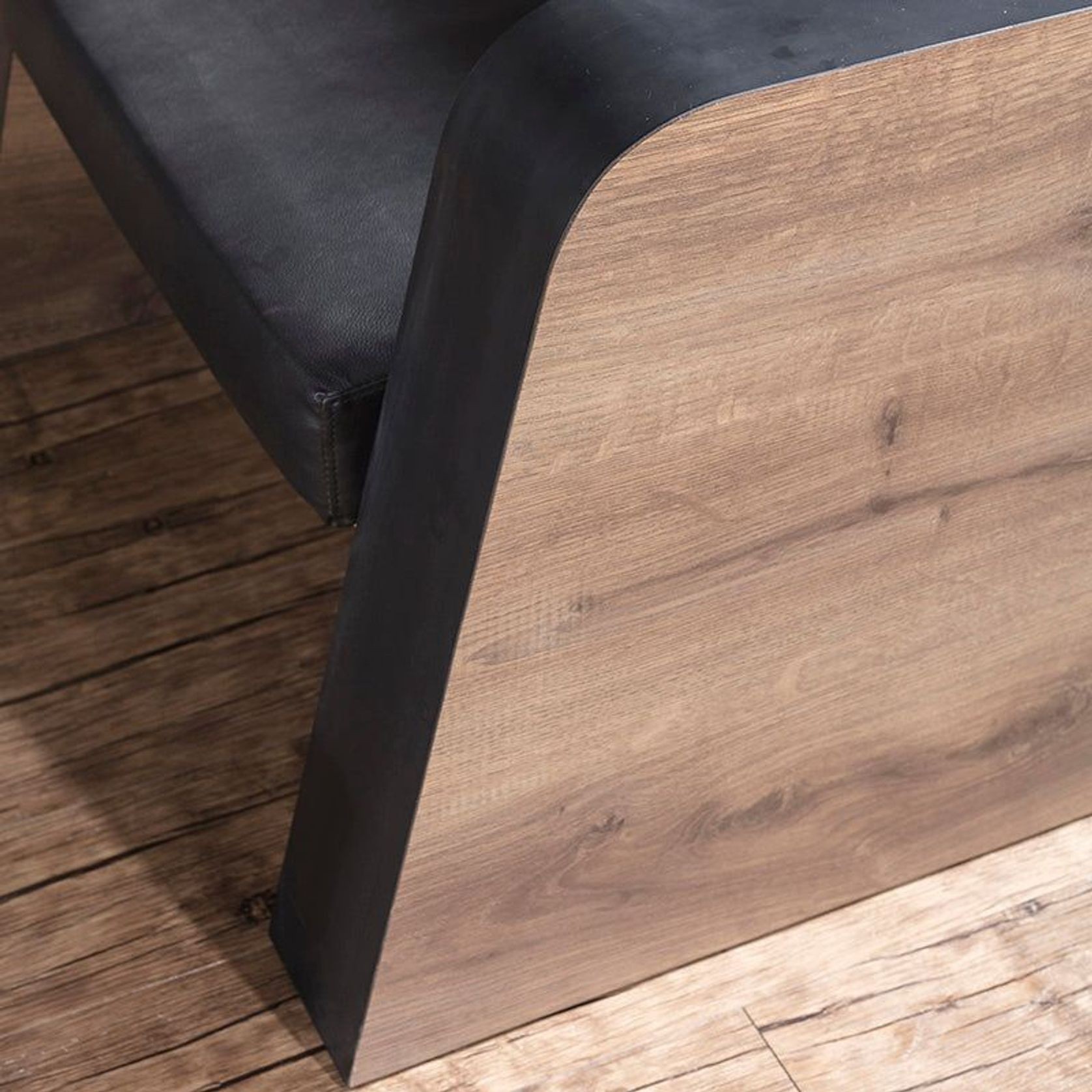 FRANCO Single Seater Sofa - Warm Oak & Black gallery detail image