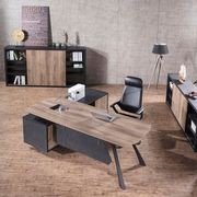 EASTON Executive Desk with Right Return 2.2-2.4m - Warm Oak & Black gallery detail image