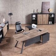 EASTON Executive Desk with Left Return 2.2-2.4m - Warm Oak & Black gallery detail image