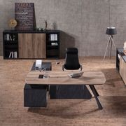 EASTON Executive Desk with Right Return 2.2-2.4m - Warm Oak & Black gallery detail image