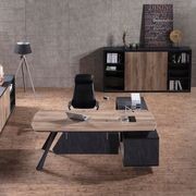 EASTON Executive Desk with Left Return 2.2-2.4m - Warm Oak & Black gallery detail image