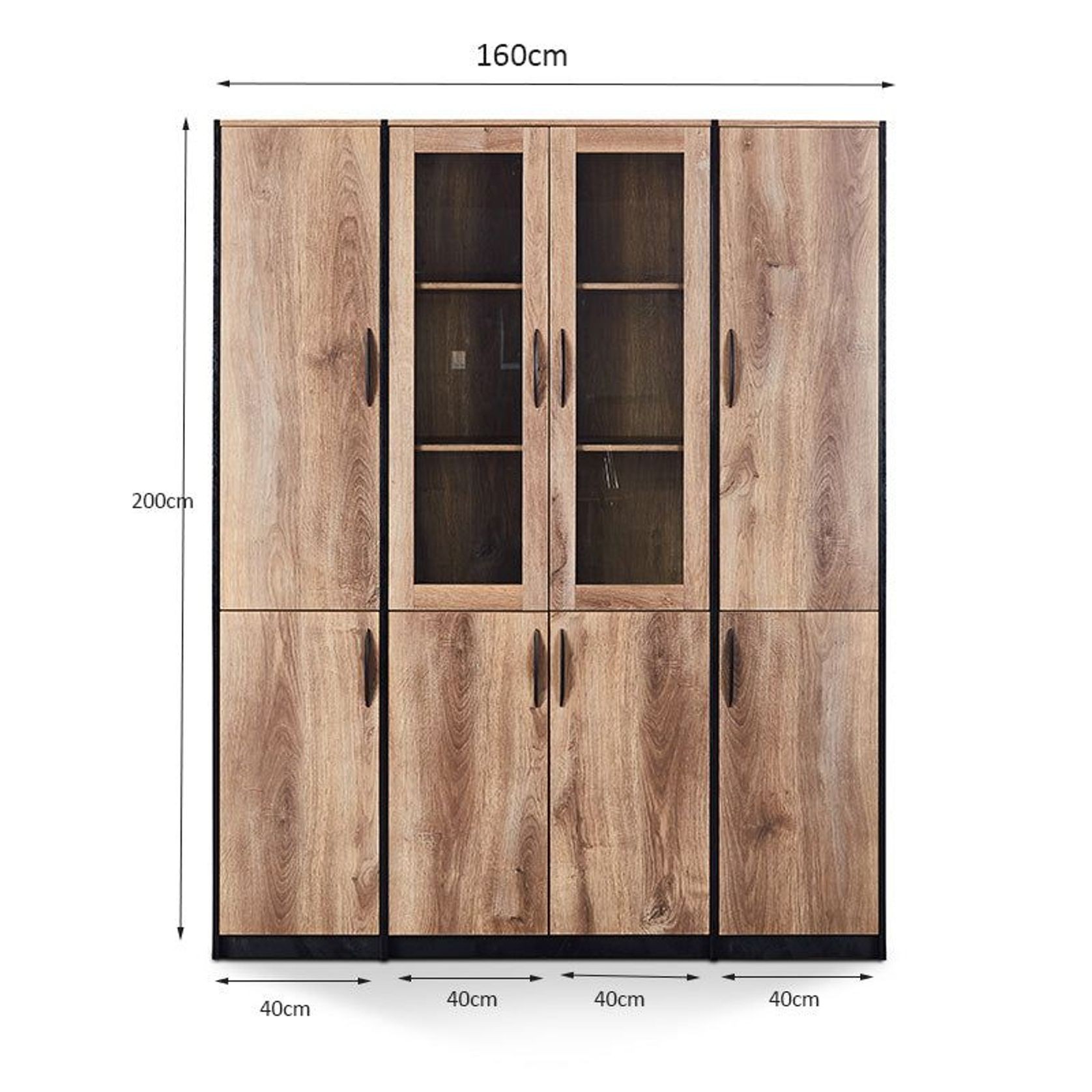 REGGIE Display Unit 160cm - Warm Oak & Black gallery detail image