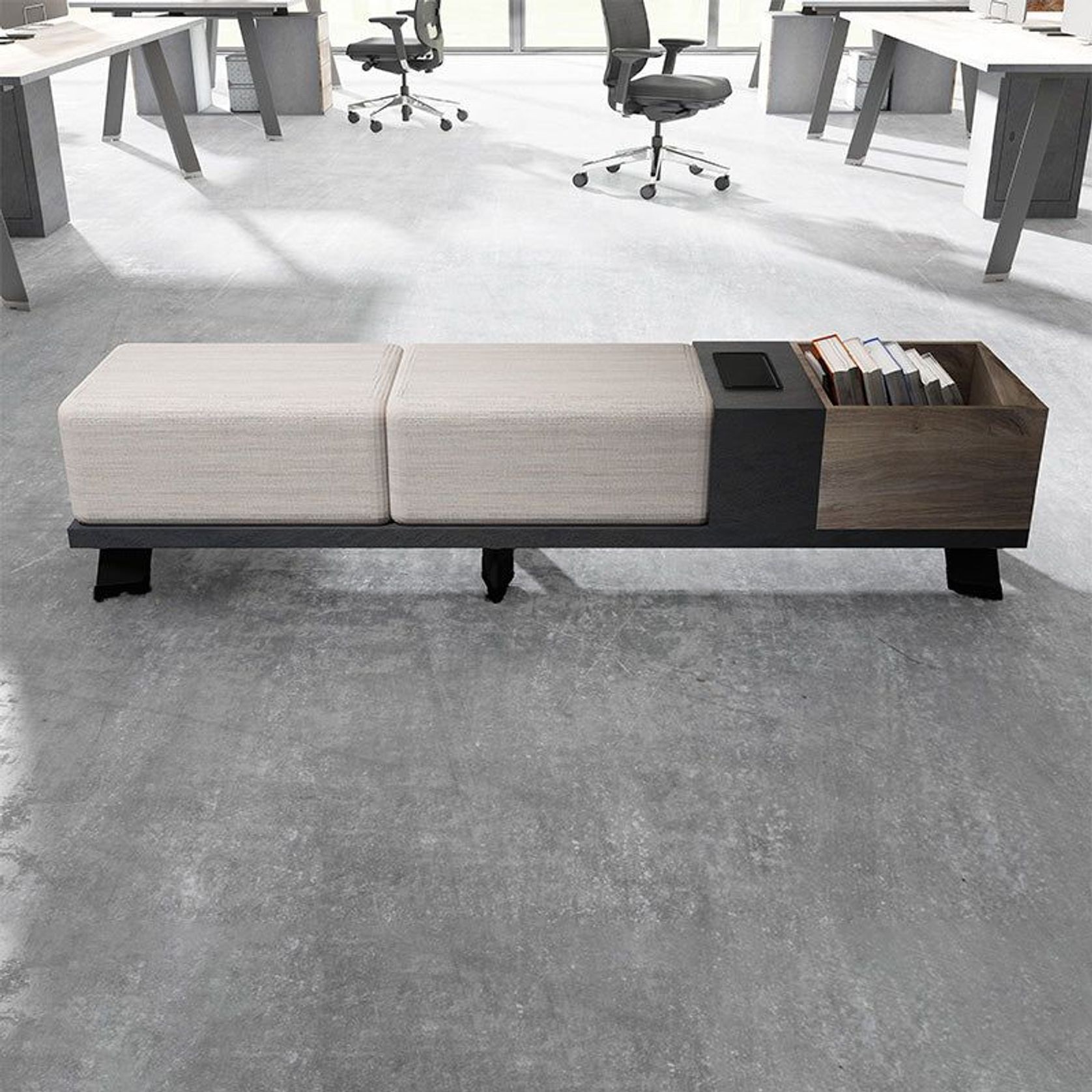 HALDIS Bench 180cm - Warm Oak & Black gallery detail image