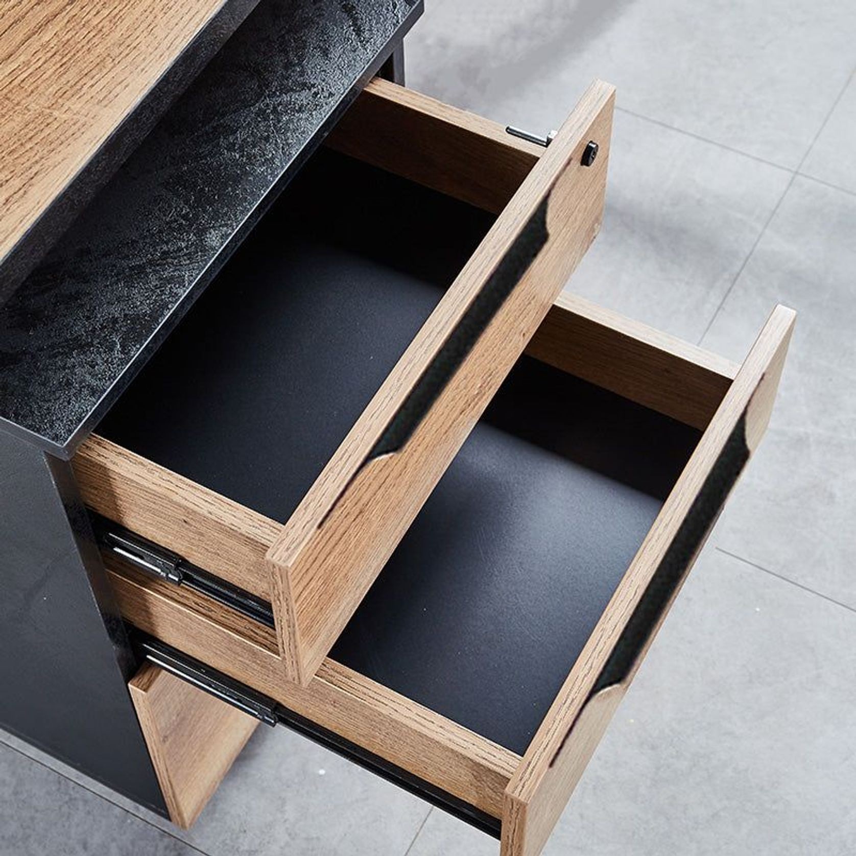 ARTO 4 people Back to Back Workstation 4 Cabinets 2.4M - Warm Oak & Black gallery detail image