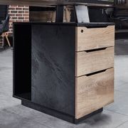 ARTO Single Workstation Desk with Right Cabinet 1.2M - Warm Oak & Black gallery detail image