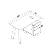 ARTO Single Workstation Desk with Left Cabinet 1.2M - Warm Oak & Black gallery detail image