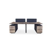 ARTO 4 people Back to Back Workstation 4 Cabinets 2.4M - Warm Oak & Black gallery detail image