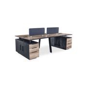 ARTO 4 people Back to Back Workstation 4 Cabinets 2.4M - Warm Oak & Black gallery detail image