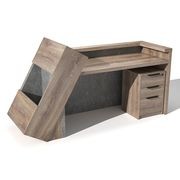 QUADE Reception Desk Left Panel 2.0M - Warm Oak & Concrete Color gallery detail image