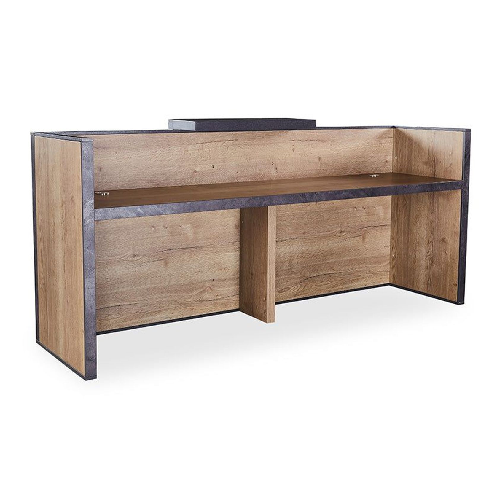 DEWITT Reception Desk 2.4M - Tobacco & Dark Concrete gallery detail image