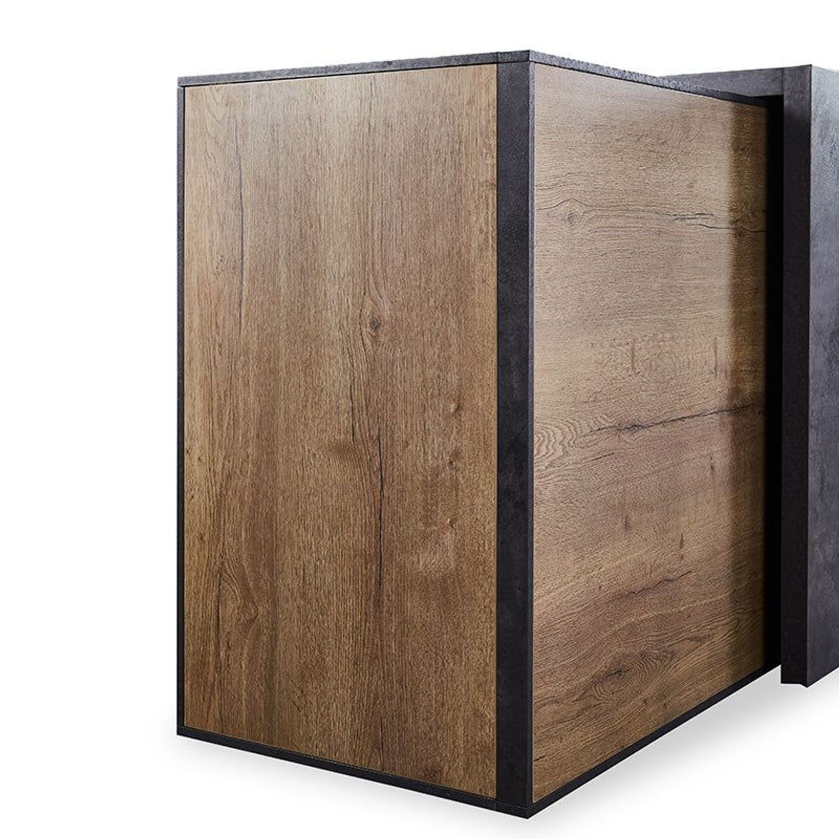 DEWITT Reception Desk 2.4M - Tobacco & Dark Concrete gallery detail image
