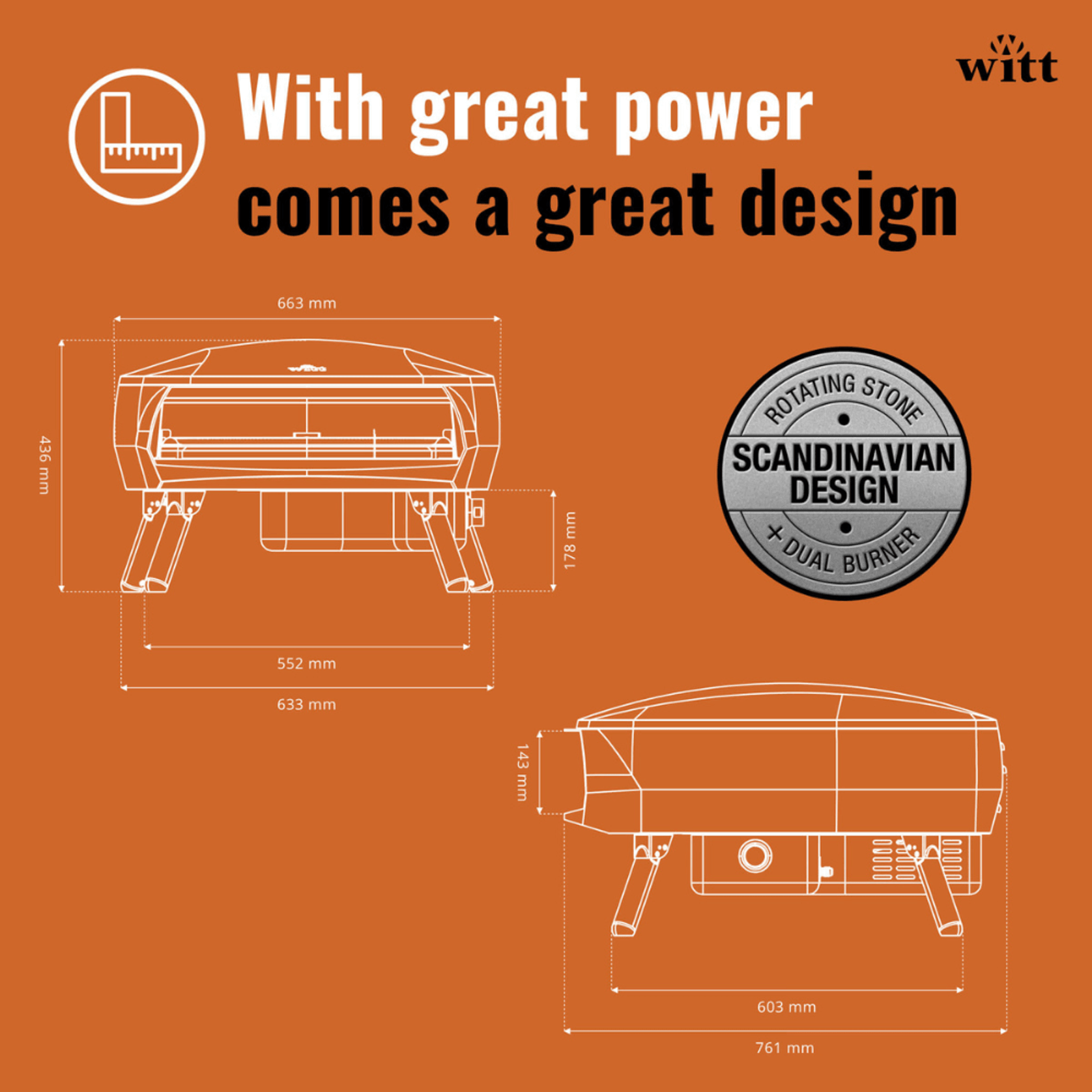WITT Etna Rotante Gas Powered Pizza Oven w/ Twin Burner & Rotating Stone 16" - Stone gallery detail image