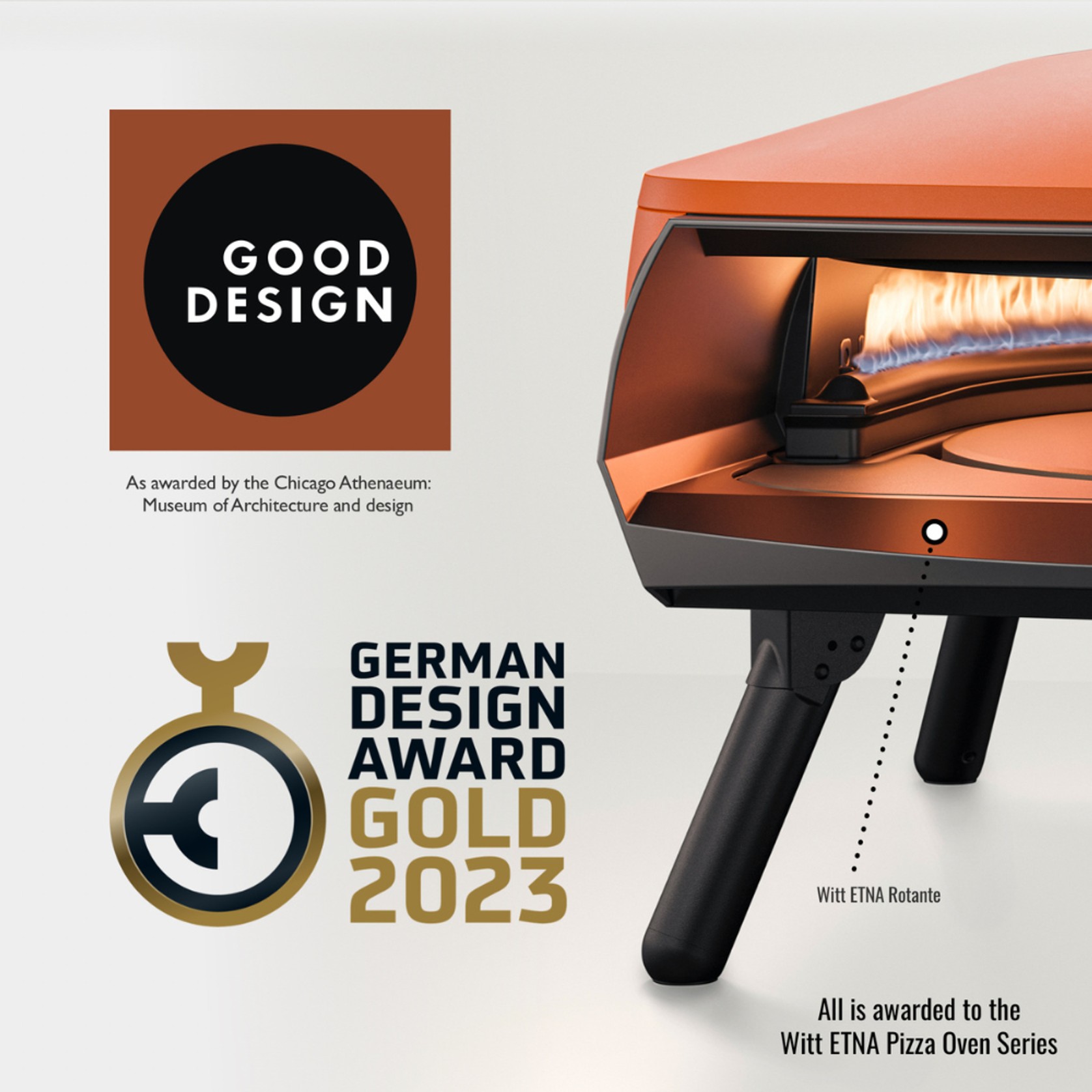 WITT Etna Rotante Gas Powered Pizza Oven w/ Twin Burner & Rotating Stone 16" - Orange gallery detail image