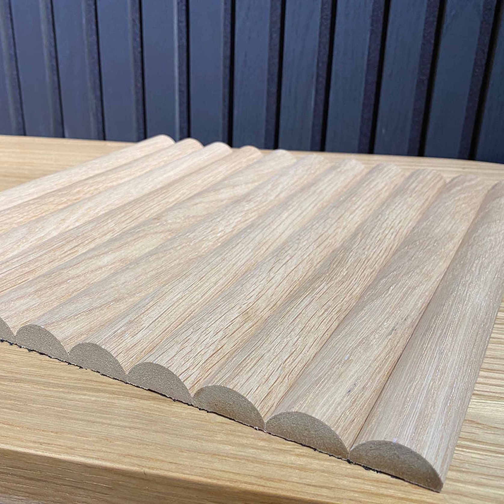 WOODFLEX Flexible Wooden Slat Wall Panel - Oak Veneer - 3000mm x 600mm - Half Round gallery detail image