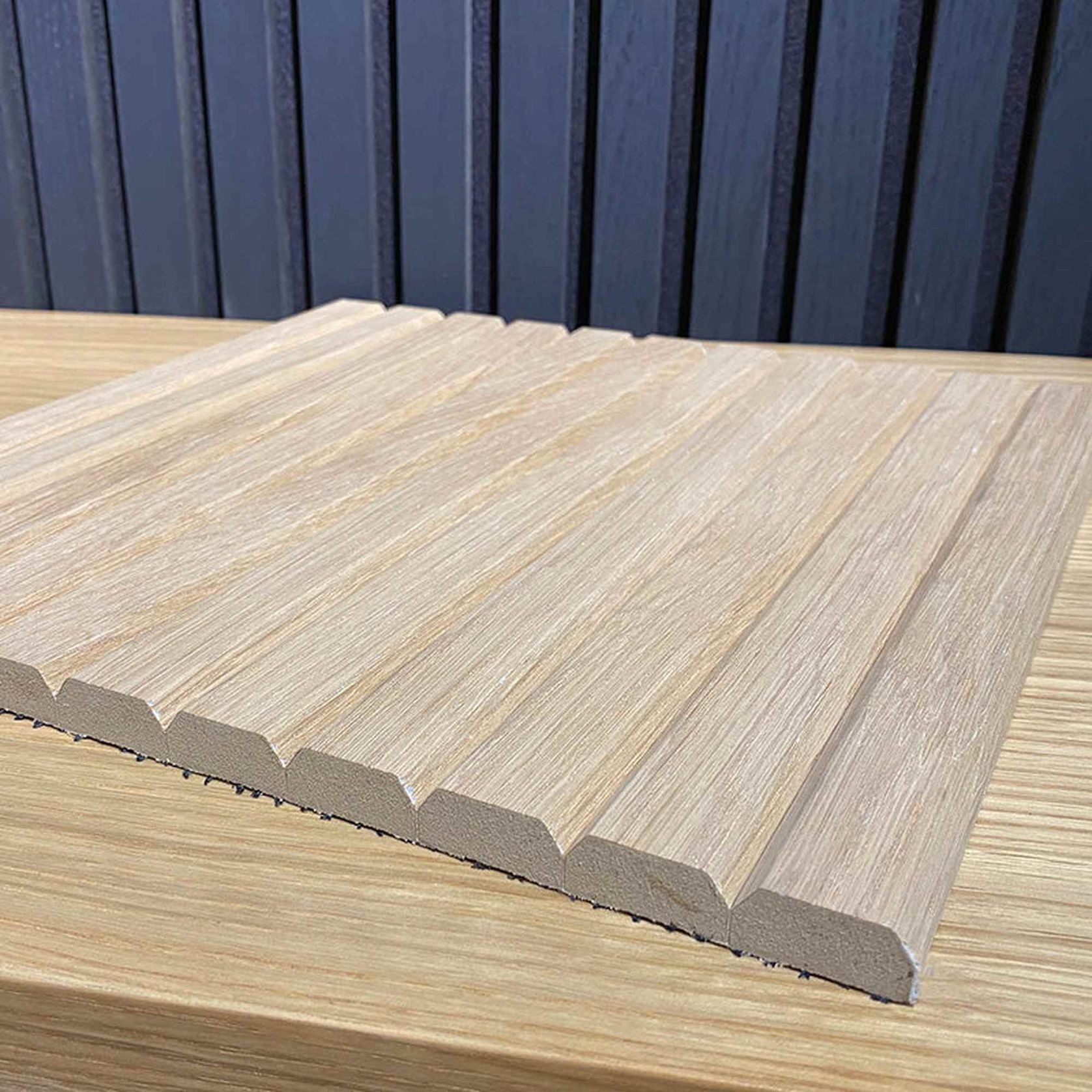 WOODFLEX Flexible Wooden Slat Wall Panel - Oak Veneer - 3000mm x 600mm - Trapezium gallery detail image