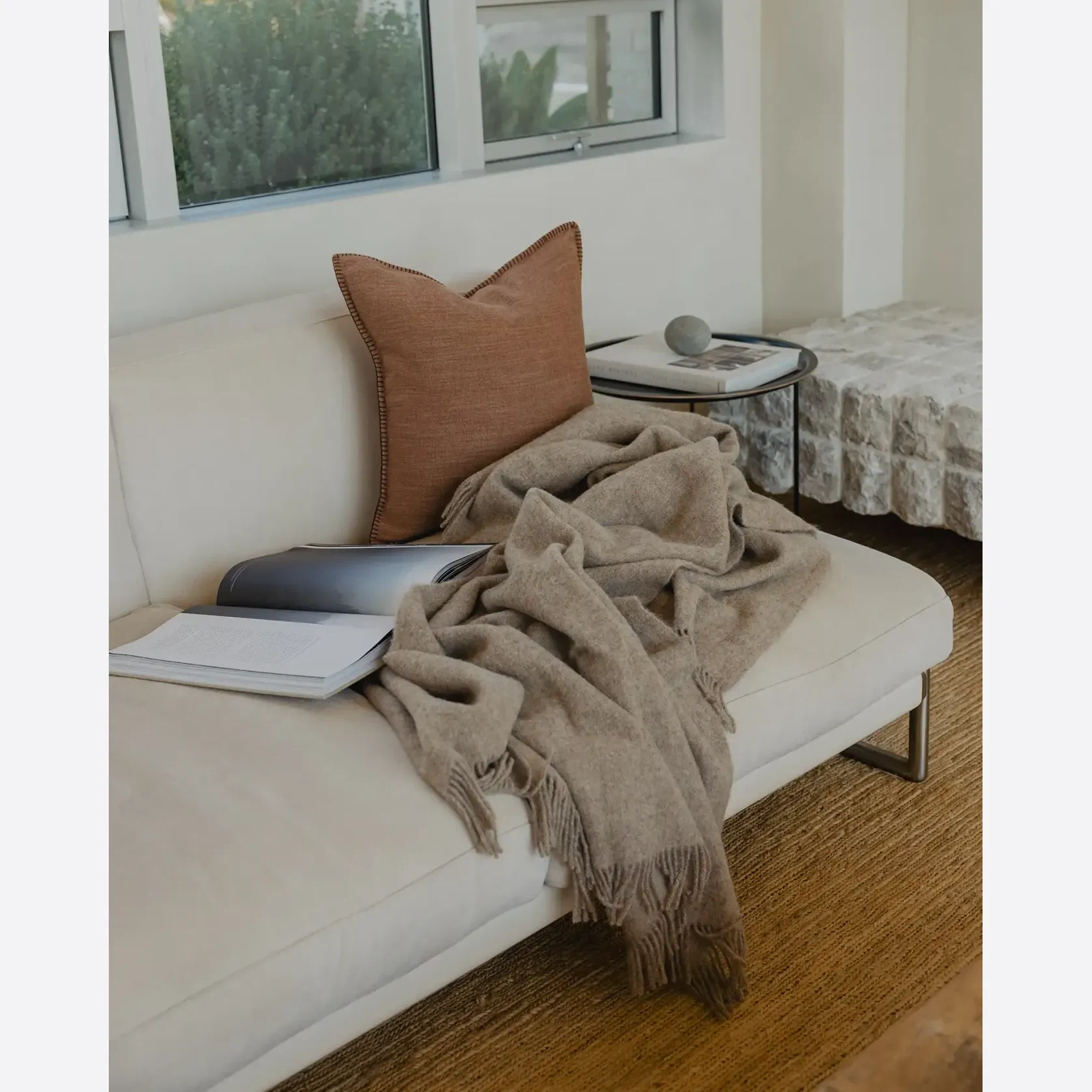 Weave Home Nevis Throw Blanket - Oak | NZ Lambswool gallery detail image