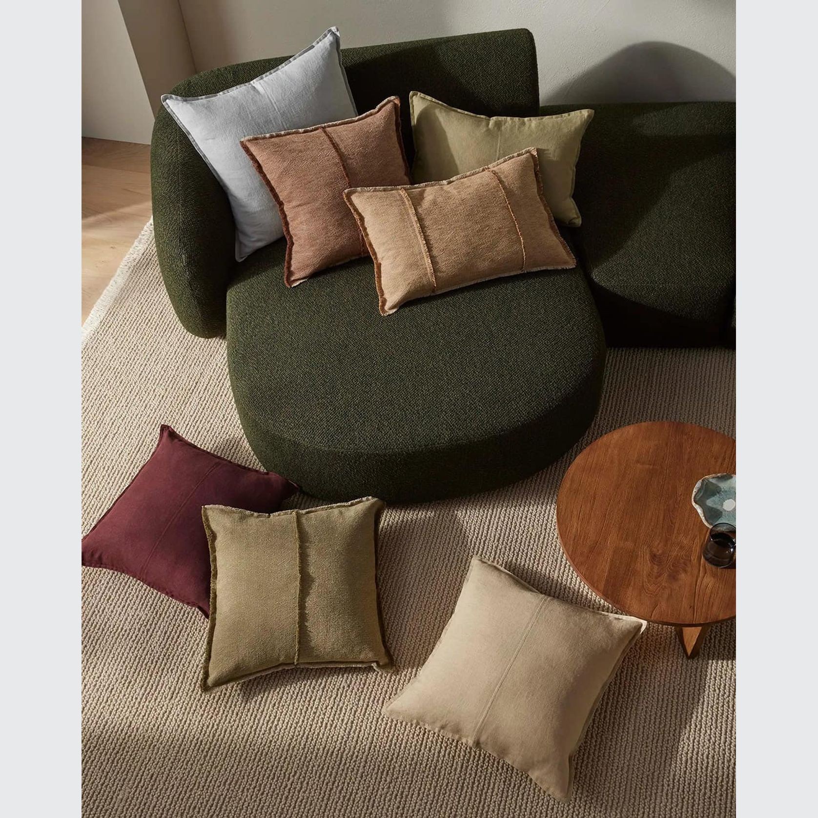 Weave Home Adela Cushion - Forest | Linen Blend gallery detail image