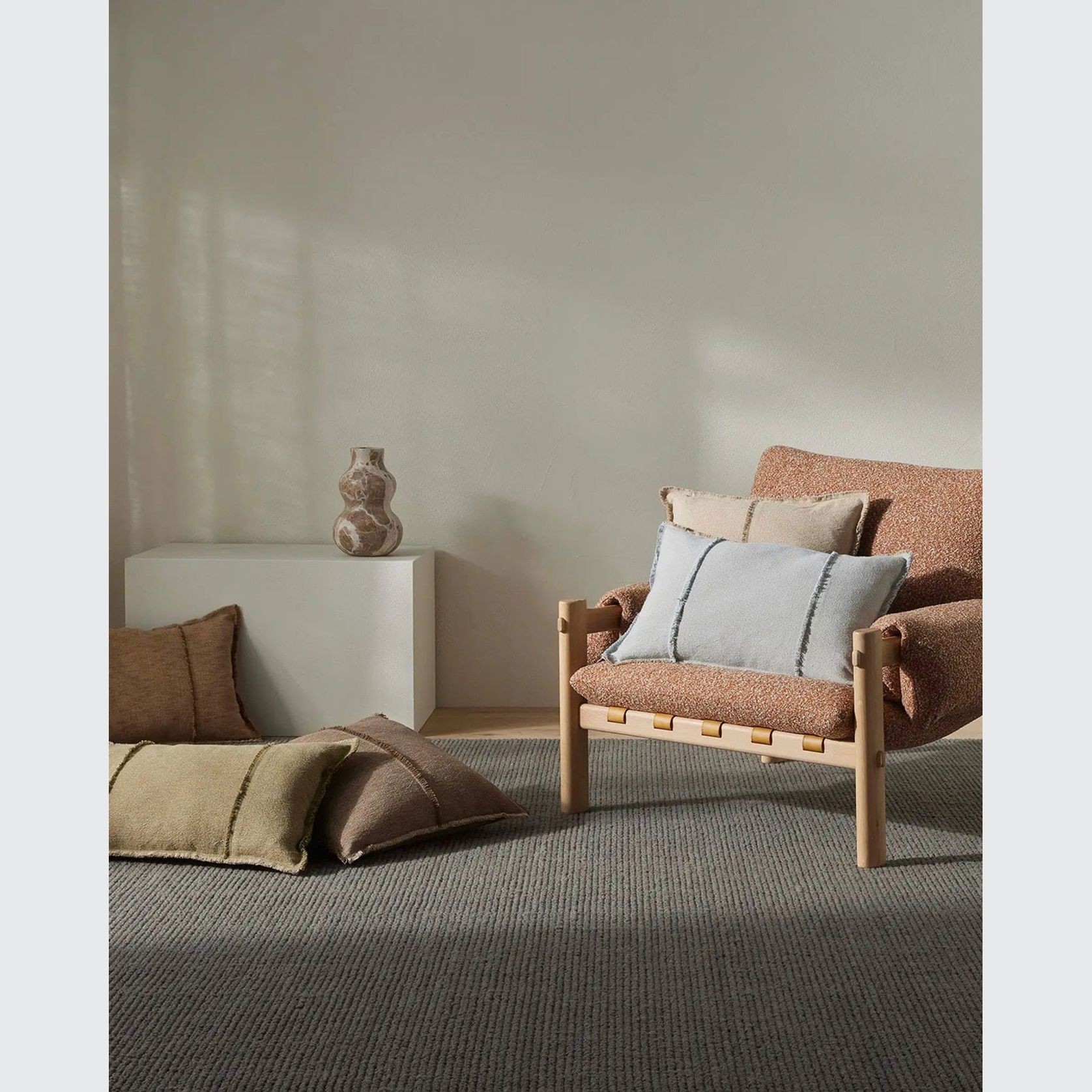 Weave Home Adela Cushion - Forest | Linen Blend gallery detail image