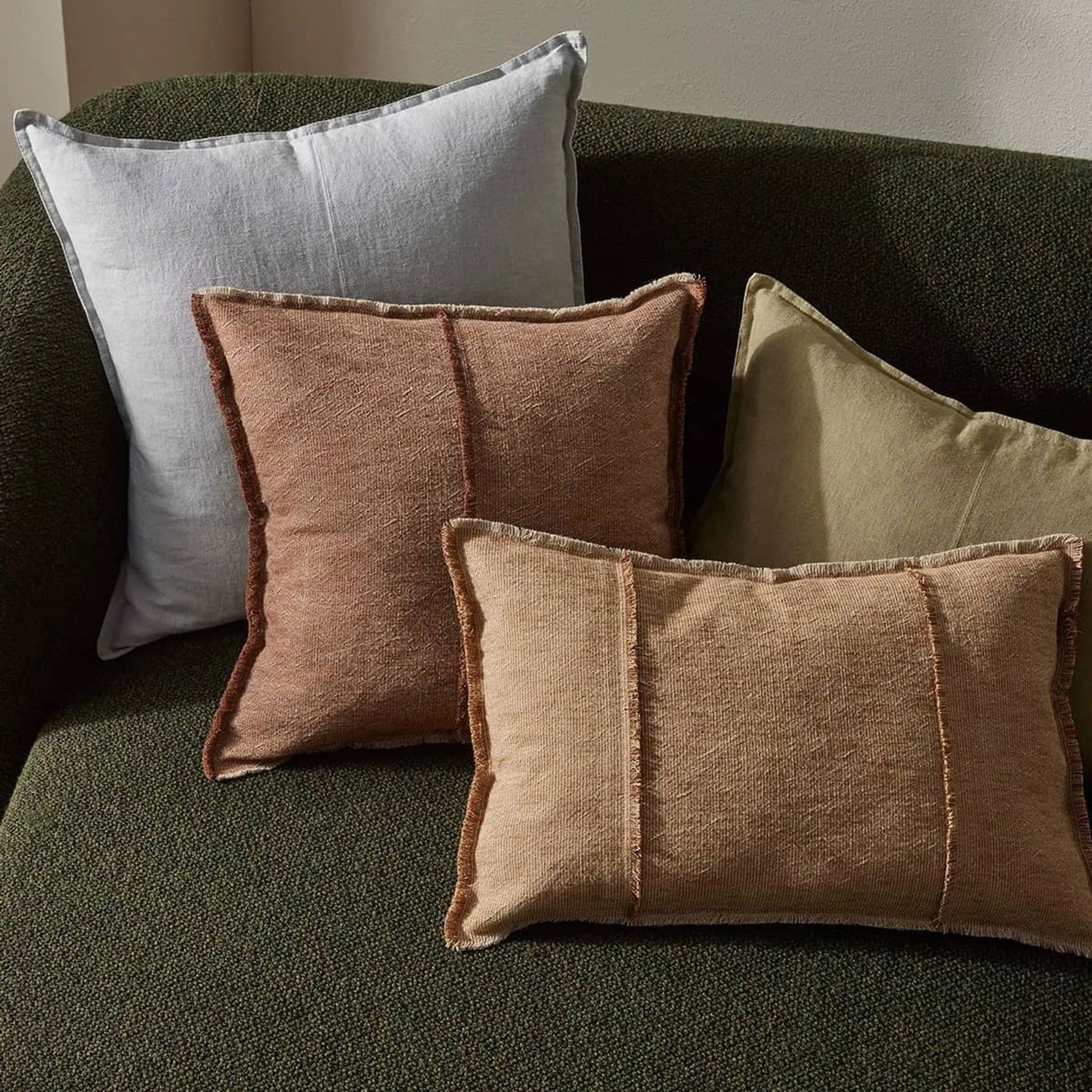 Weave Home Adela Cushion - Forest | Linen Blend gallery detail image